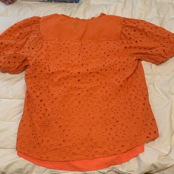 PRETTY GARDEN, XL, blouse, short sleeves,1/4 button down w/liner - Picture 7 of 16